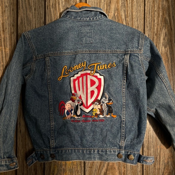 Looney Tunes Vintage Classic Wear Denim Jacket Warner Bros Embroidered Youth M - Picture 6 of 11
